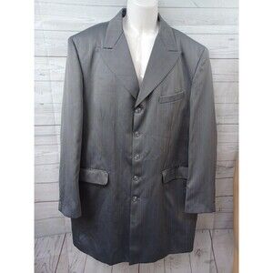 Zannini Suit Jacket Mens Gray Blazer Striped 48L Long